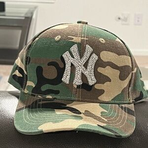 Camo Rhinestone Embellished NY Logo Cap